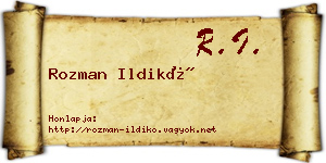 Rozman Ildikó névjegykártya